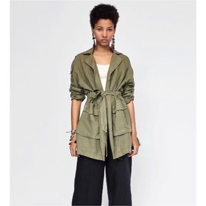 NWT Zara Linen Jacket with Appliqué